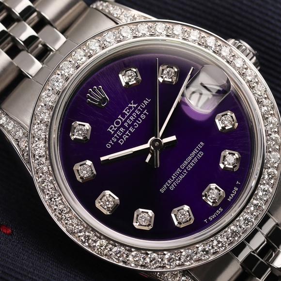 Rolex31mm SS Purple Dial Custom Diamonds - Picture 4 of 7